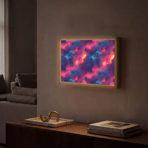 Bliksem - Wolken - Kleurenrijk Light Box met batterij (Wandlamp) middel 907 -sfeer1