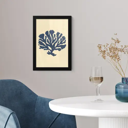 Blauw koraal - Vertakkingen - Beige fotolijst zwart zonder passe partout klein -sfeer4