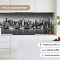 Skyline - Stad - Wolkenkrabbers - Zwart - Wit keuken achterwand 2 middel -sfeer4_UK