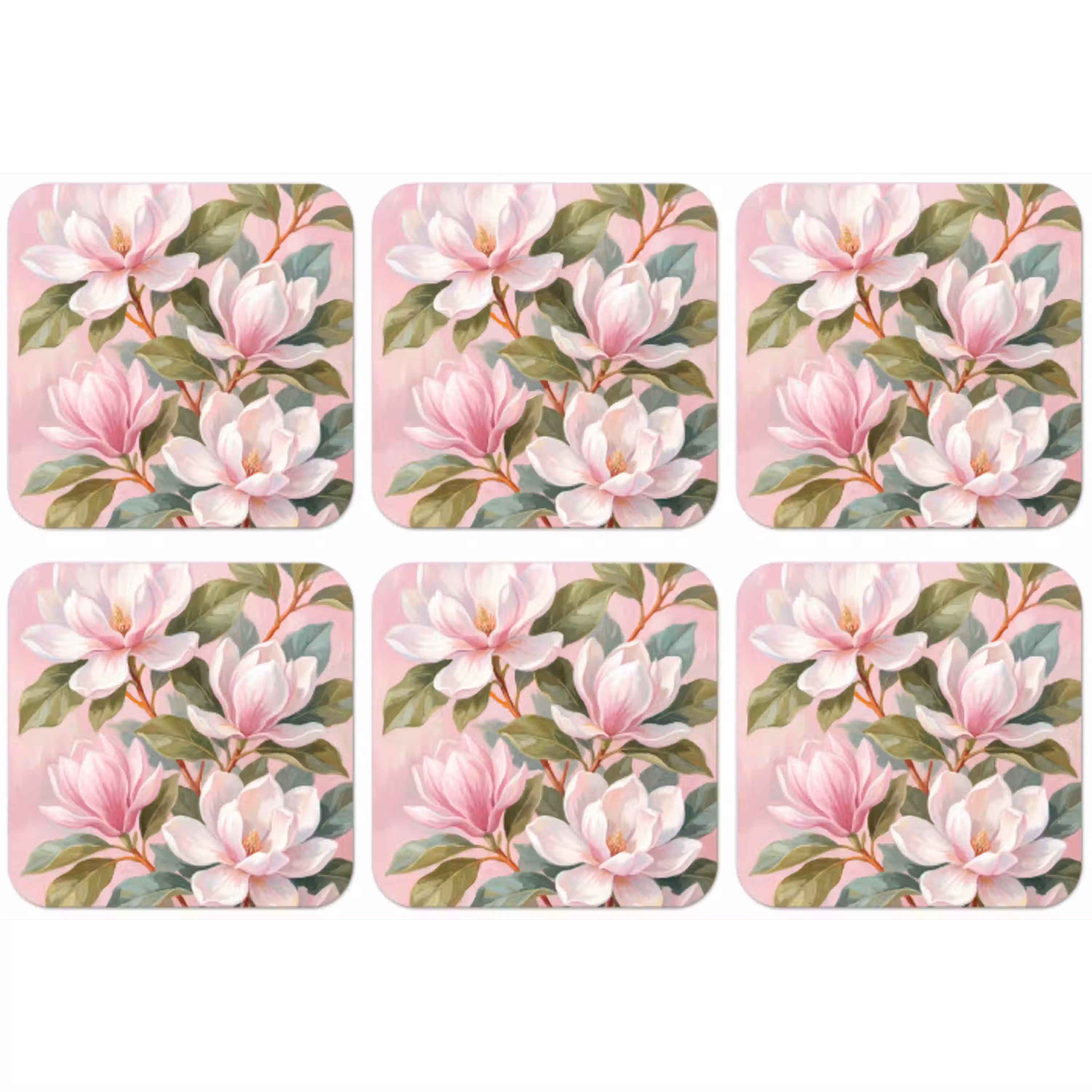 Magnolia's - Patroon - Roze onderzetter kurk middel -zkaufland3dotto