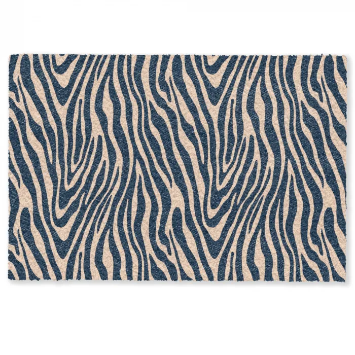 Zebra - Patroon - Blauw - Beige Deurmat klein 898 -zkaufland3d