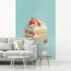 Slagroom - Taart - Blauw - Eten fotobehang vinyl groot -woonkamer