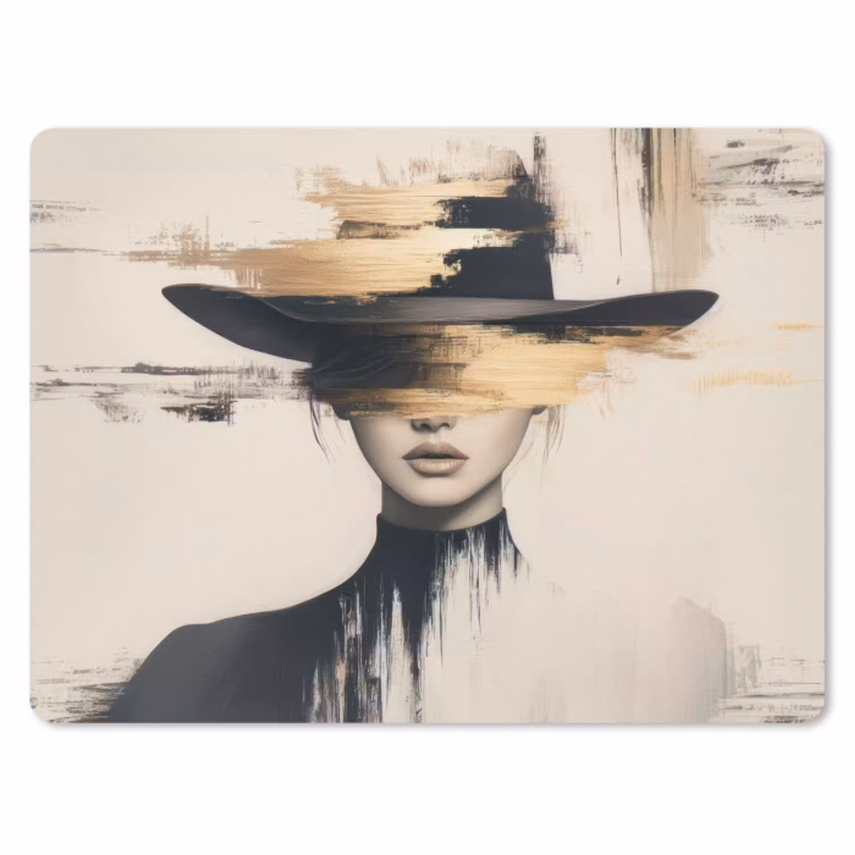 Vrouw - Hoed - Verf muismat rubber klein -3d