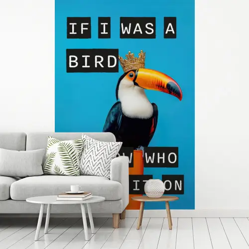 Vogel - Toekan - Blauw - Quotes fotobehang vinyl groot -woonkamer