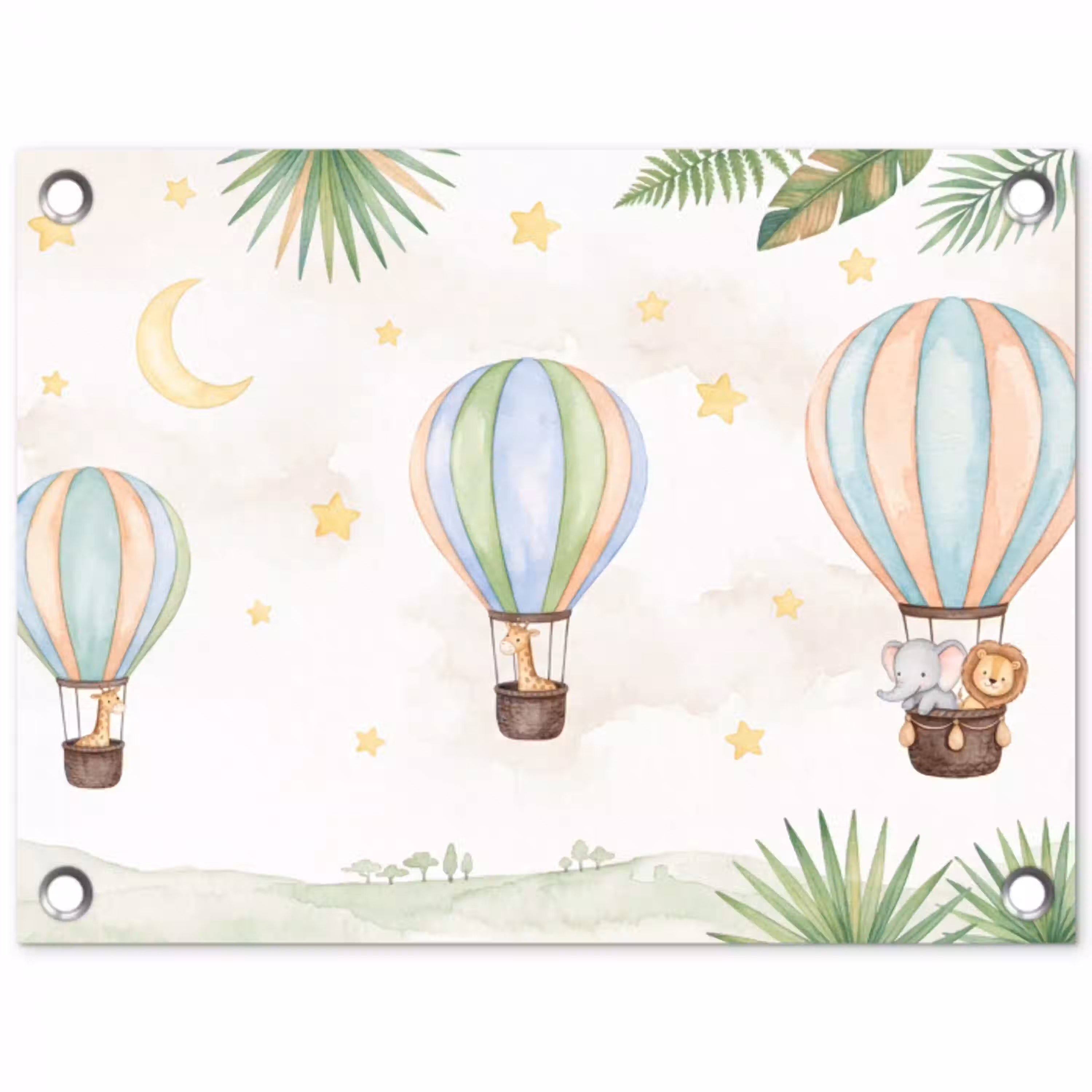 Aquarel - Luchtballonnen - Pastel tuinposter los doek klein -3d