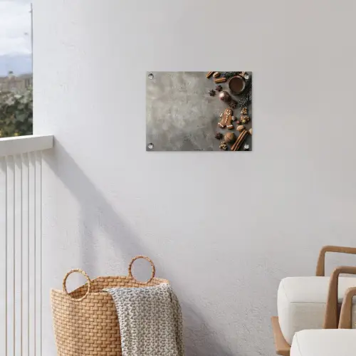 Winter - Kerst - Beton - Gingerbread man tuinposter los doek klein -sfeer8