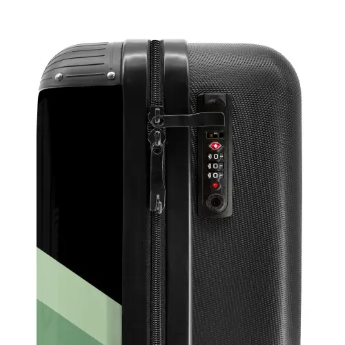 Zwarte achtergrond met trapsgewijze groene zigzagbanen NBS - Handbagage koffer - Kinderen Unisex middel -slot