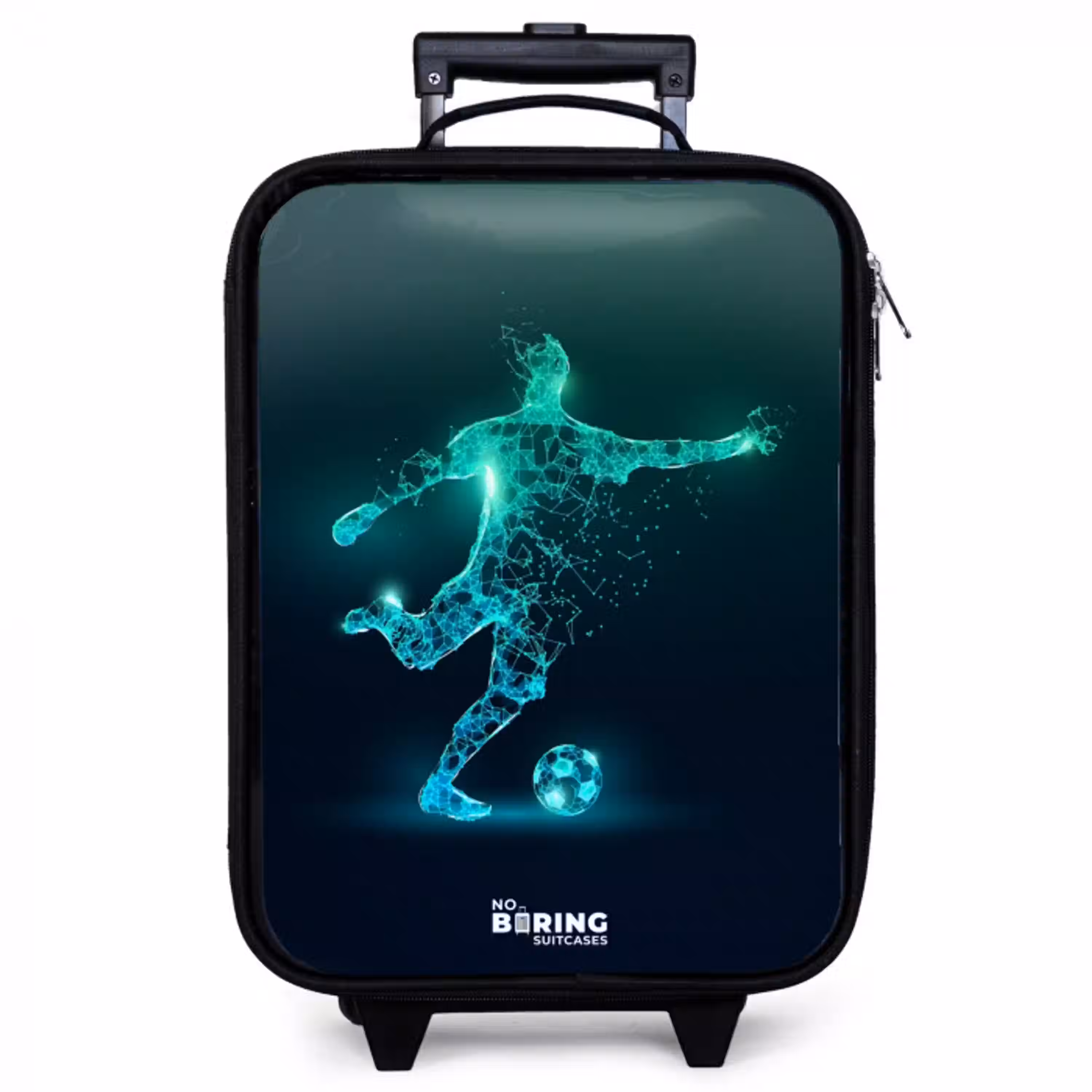 Voetballer trapt met kracht in digitale vorm Kinderkoffer - Zwart klein -zzz_website3d