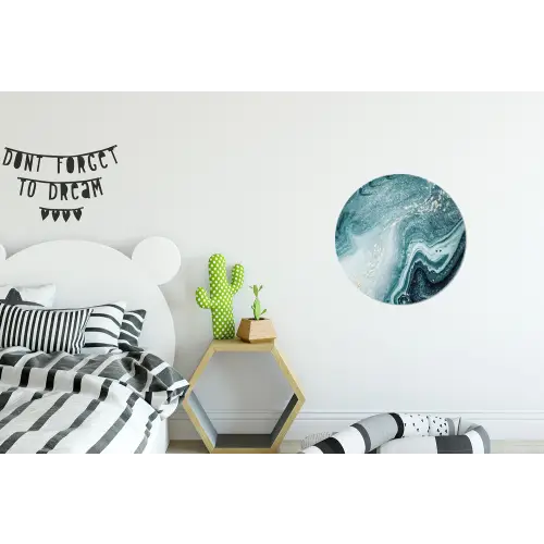Edelstenen - Blauw - Natuur - Marmer - Abstract Wandcirkel aluminium klein -kinderkamer