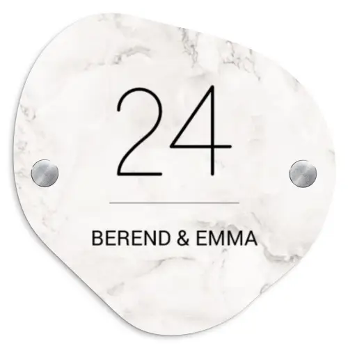 Wit marmer - Klassiek Naambord Organisch middel -3d