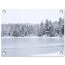 Meer - Dennen - IJs - Winter - Rustgevend tuinposter los doek klein -3d