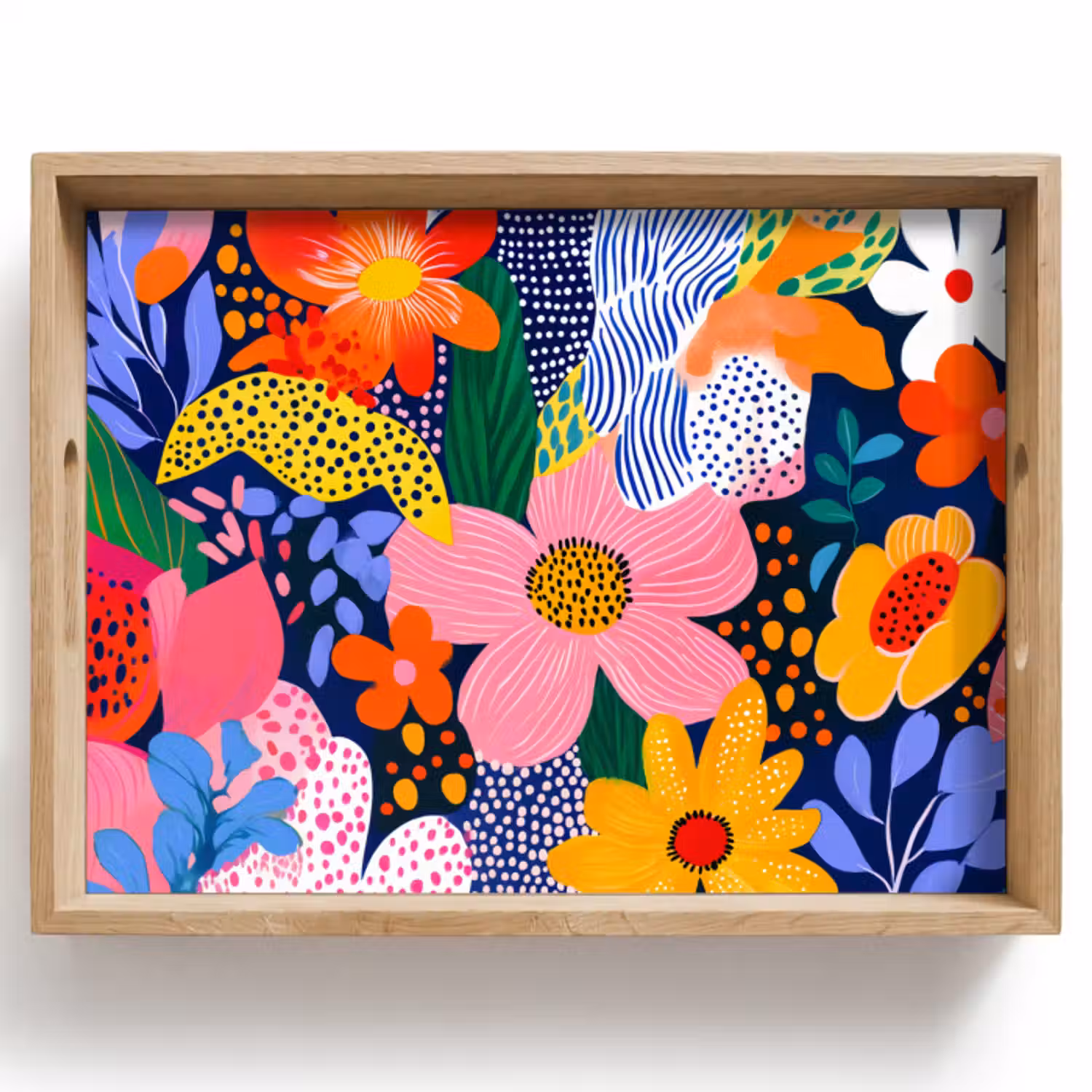 Dienblad - Kleurrijk - Bloemen - Abstract - Stippen