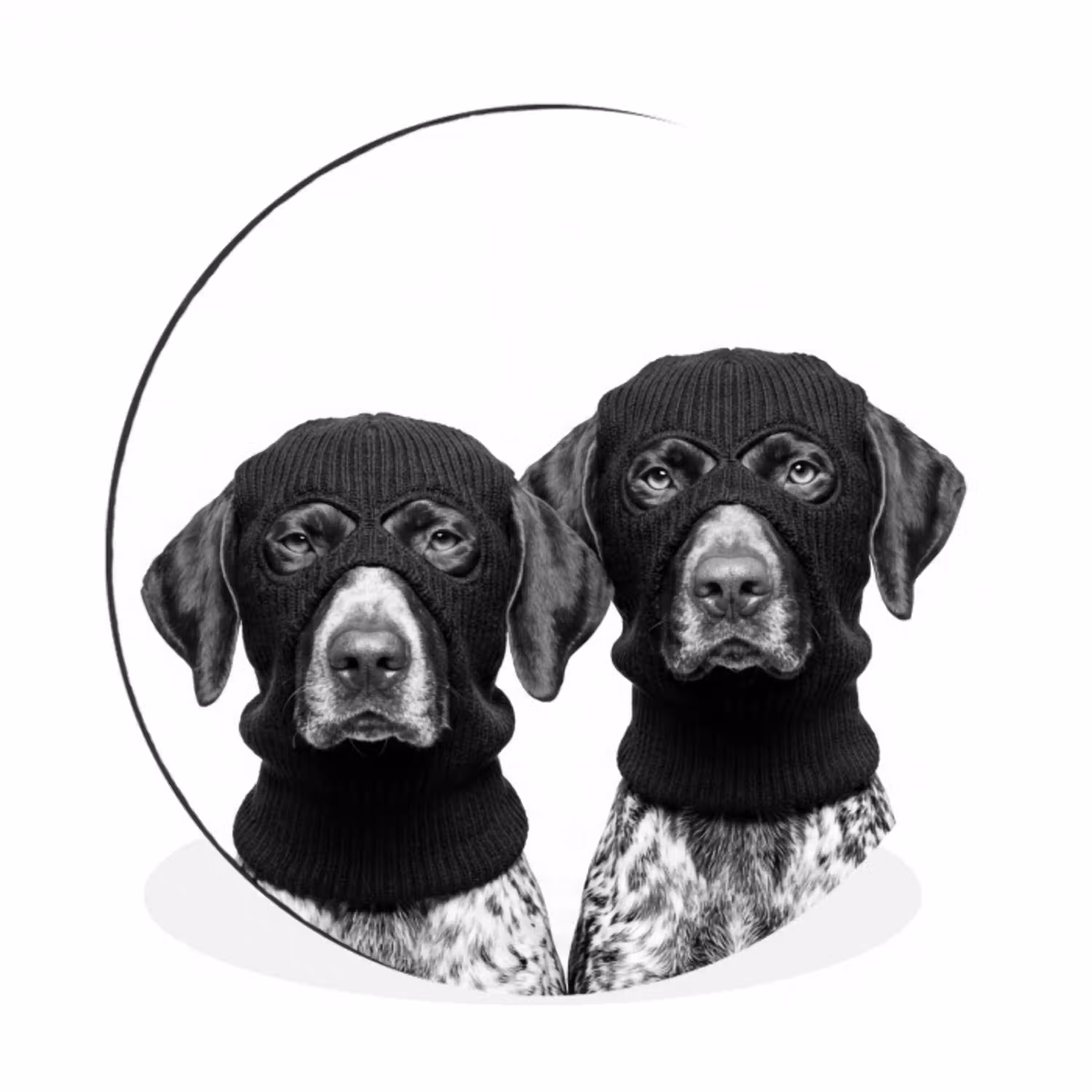 Honden - Bivakmuts - Zwart - wit Wandcirkel aluminium klein -3d