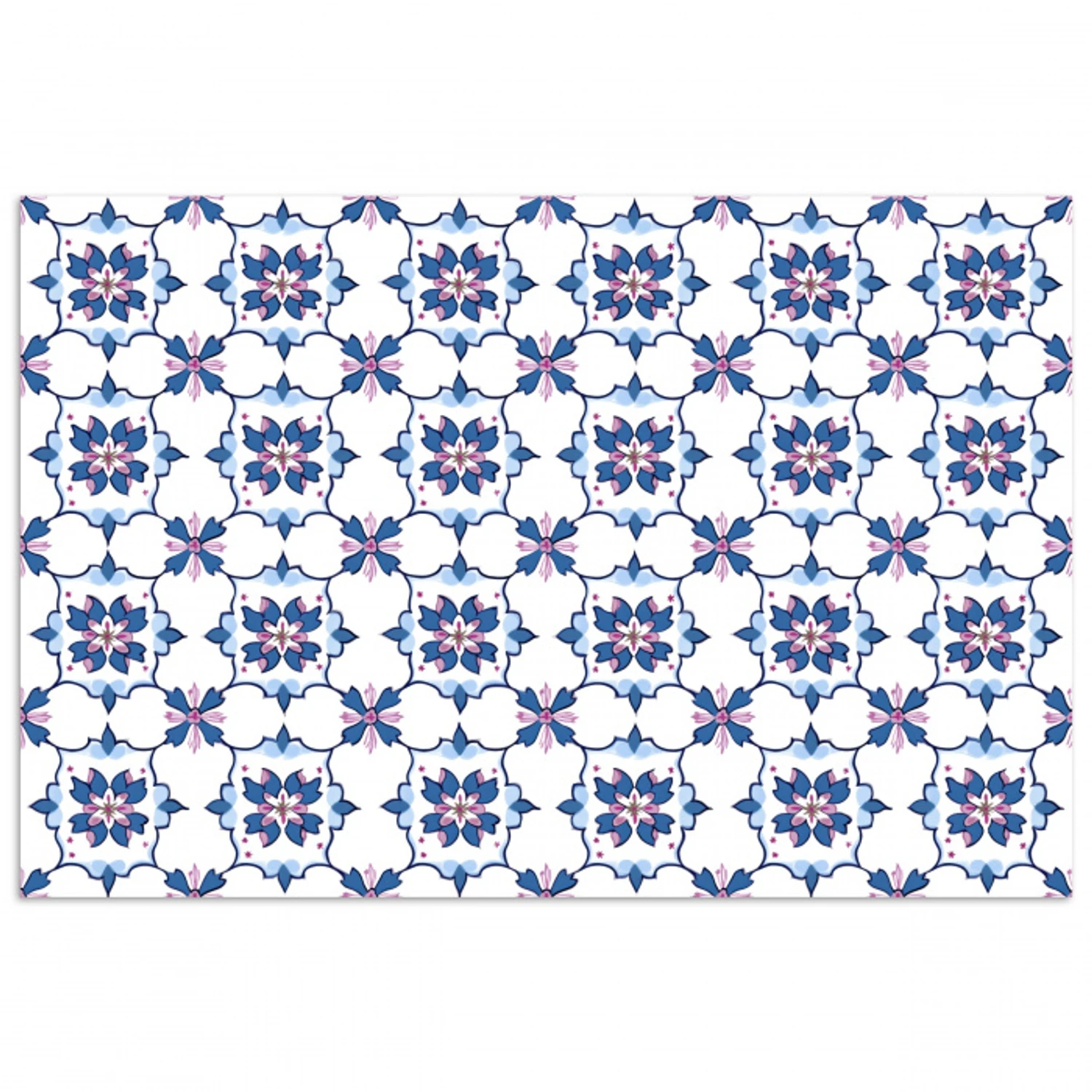 Modern - Patroon - Blauw - Roze poster papier klein 62 -3d