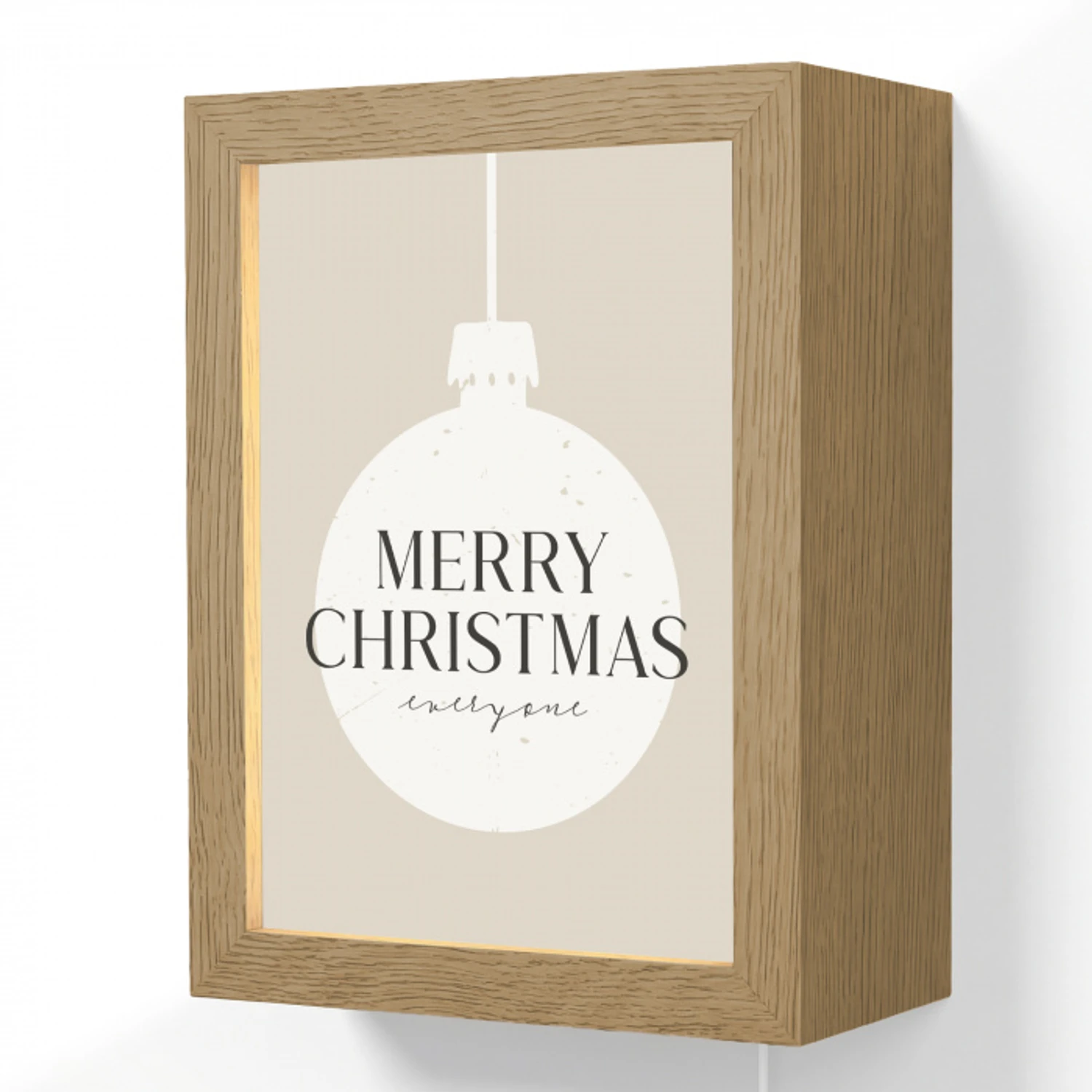 Christmas - Kerstballen - Japandi - Witte kerstballen Light Box met kabel (Wandlamp) klein -3d