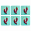 Chilipepers - Geverfd - Rood onderzetter kurk middel -3d