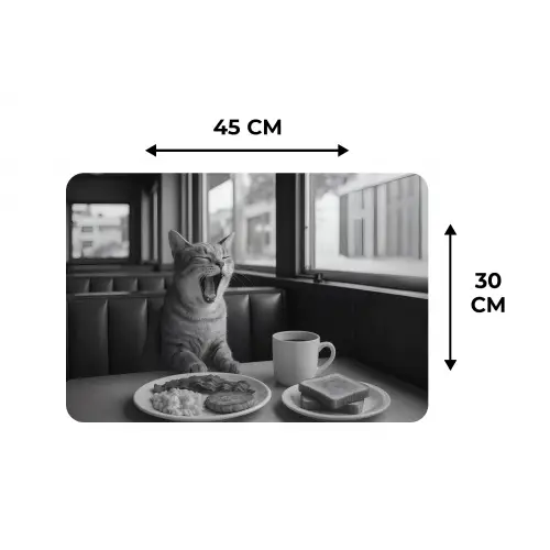 Kat - Koffie - Brood - Zwart Placemat vinyl groot -specs