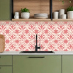 Roze - Bloemenmotief - Wit - Modern keuken achterwand 2 middel 871 -sfeer3