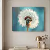 Paardenbloem - Natuur - Bloemen - Blauw Textielframe zwart klein -sfeer2