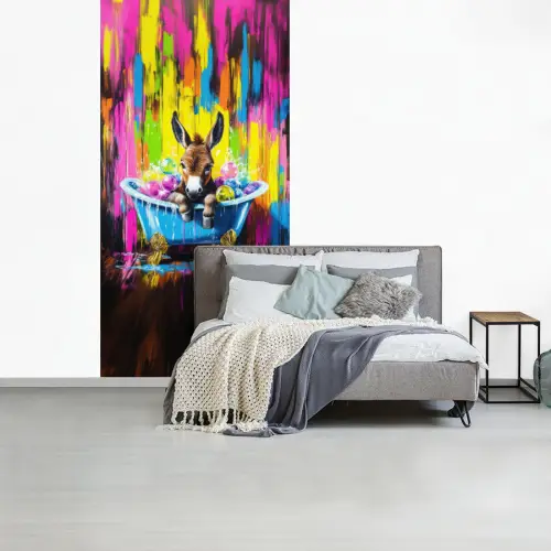 Ezel - Badkuip - Roze - Schuim fotobehang vinyl groot -slaapkamer