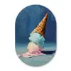 Ijshoorn - Bolletjes - Smelt - Roze Wandcirkel Ovaal Forex klein -3d