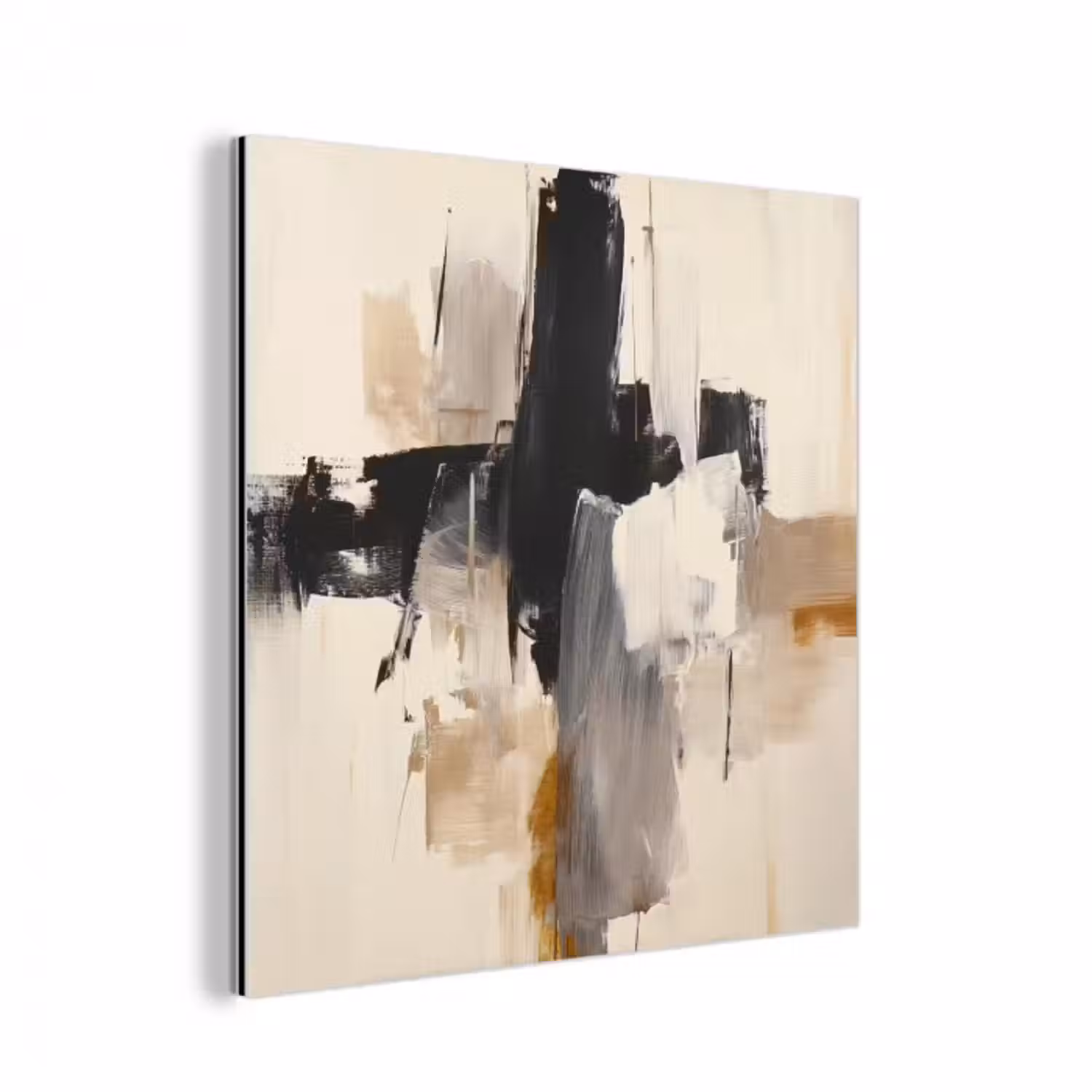 Alu-Dibond-Bild - Pinselstriche - Grob - Abstrakt - Beige