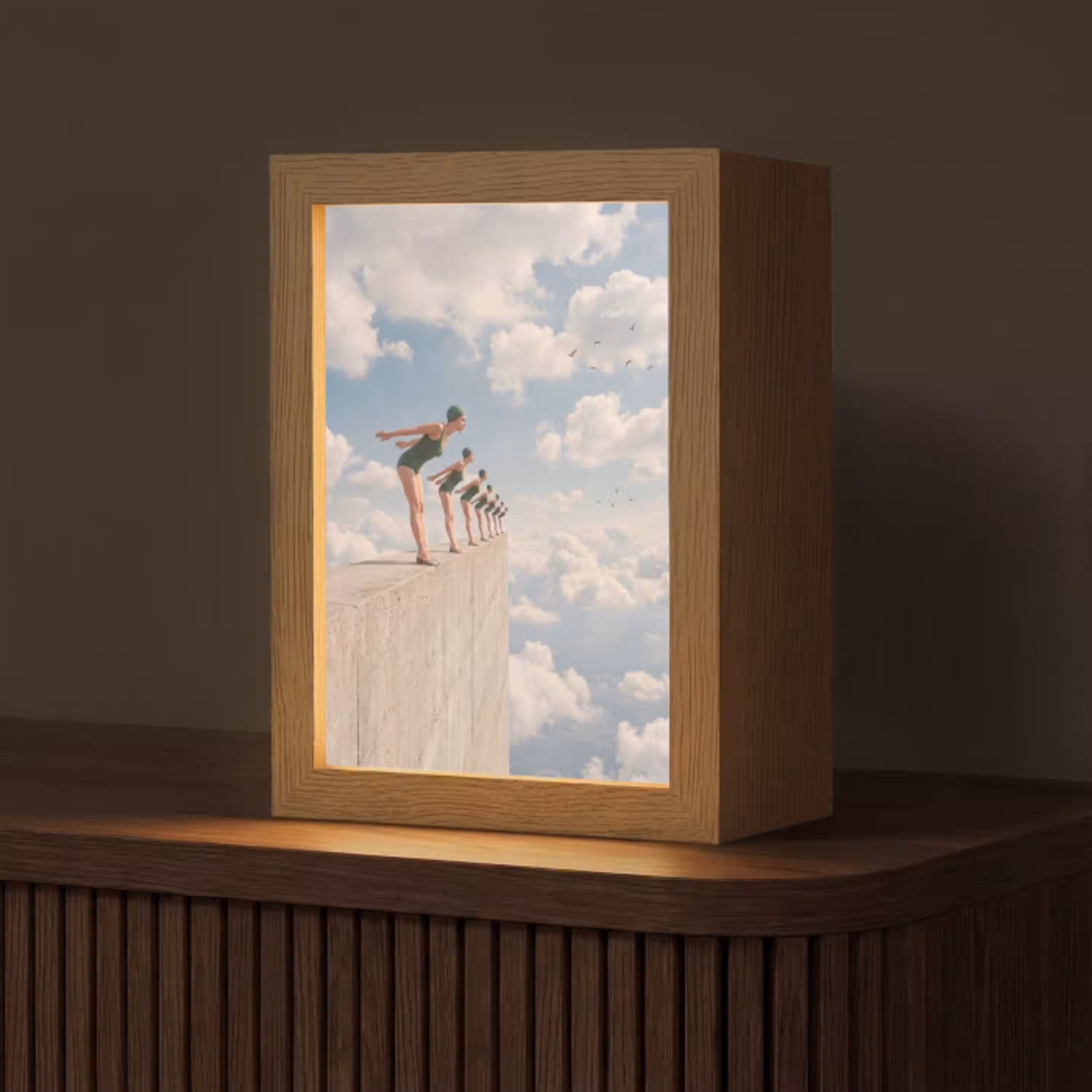 Vrouwen - Duikhouding - Wolken Light Box met kabel (Tafellamp) klein -z3d_website