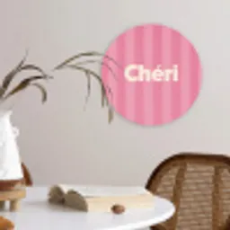 Gestreept - Roze - Chéri Wandcirkel kunststof plaat 5mm dik klein -sfeer4