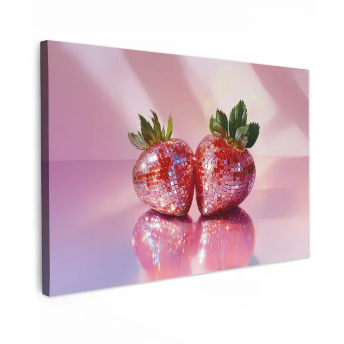 Disco - Fruit - Glitter - Strawberry Tuinposter op houten frame 2 cm dik klein -3d