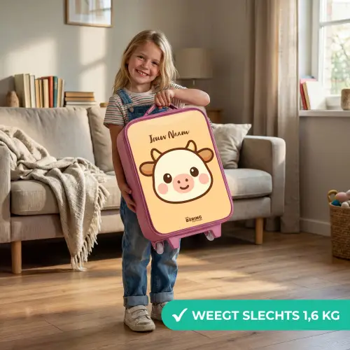 Kawai - Koe - Bruin Kinderkoffer - Roze klein -sfeer2_NL