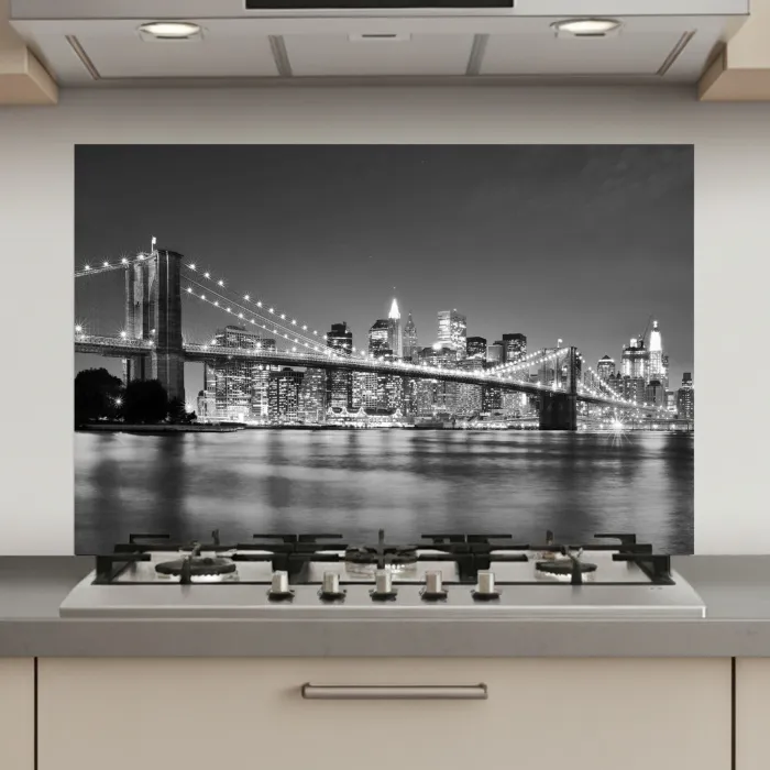 New York - Brug - Brooklyn - Zwart wit - Architectuur keuken achterwand spatscherm klein -3d_website