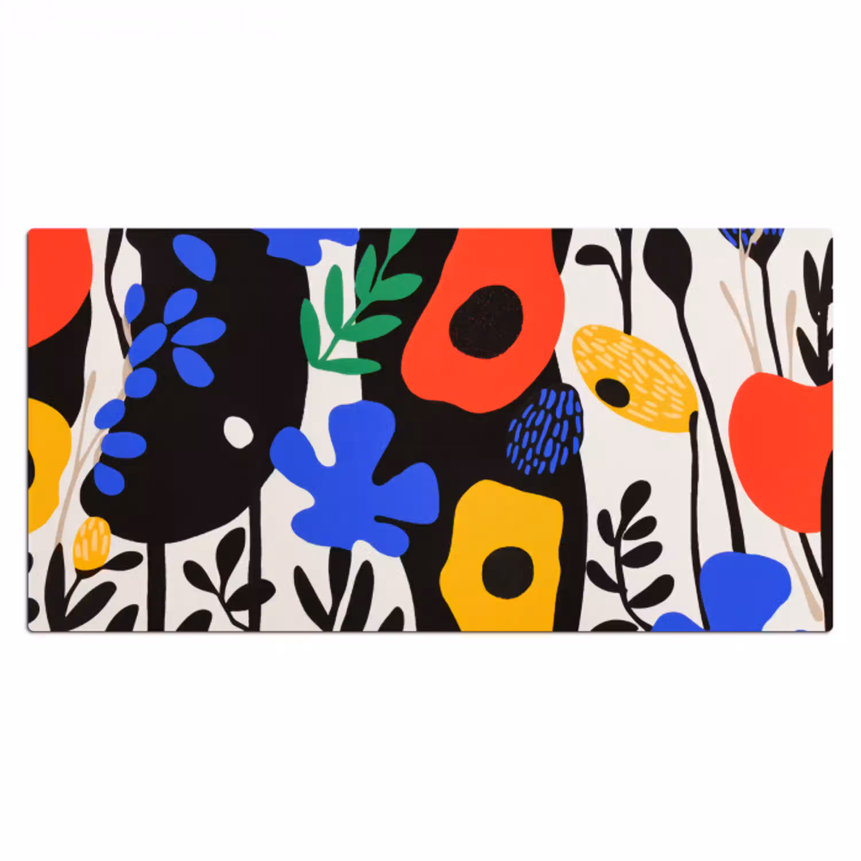 Bloemen - Bladeren - Abstract - Zwart Muismat XXL klein -3d_leeg