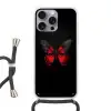 Vlinder - Rood - Contrast Hoesje iPhone 16 Pro Max met koord klein -3d