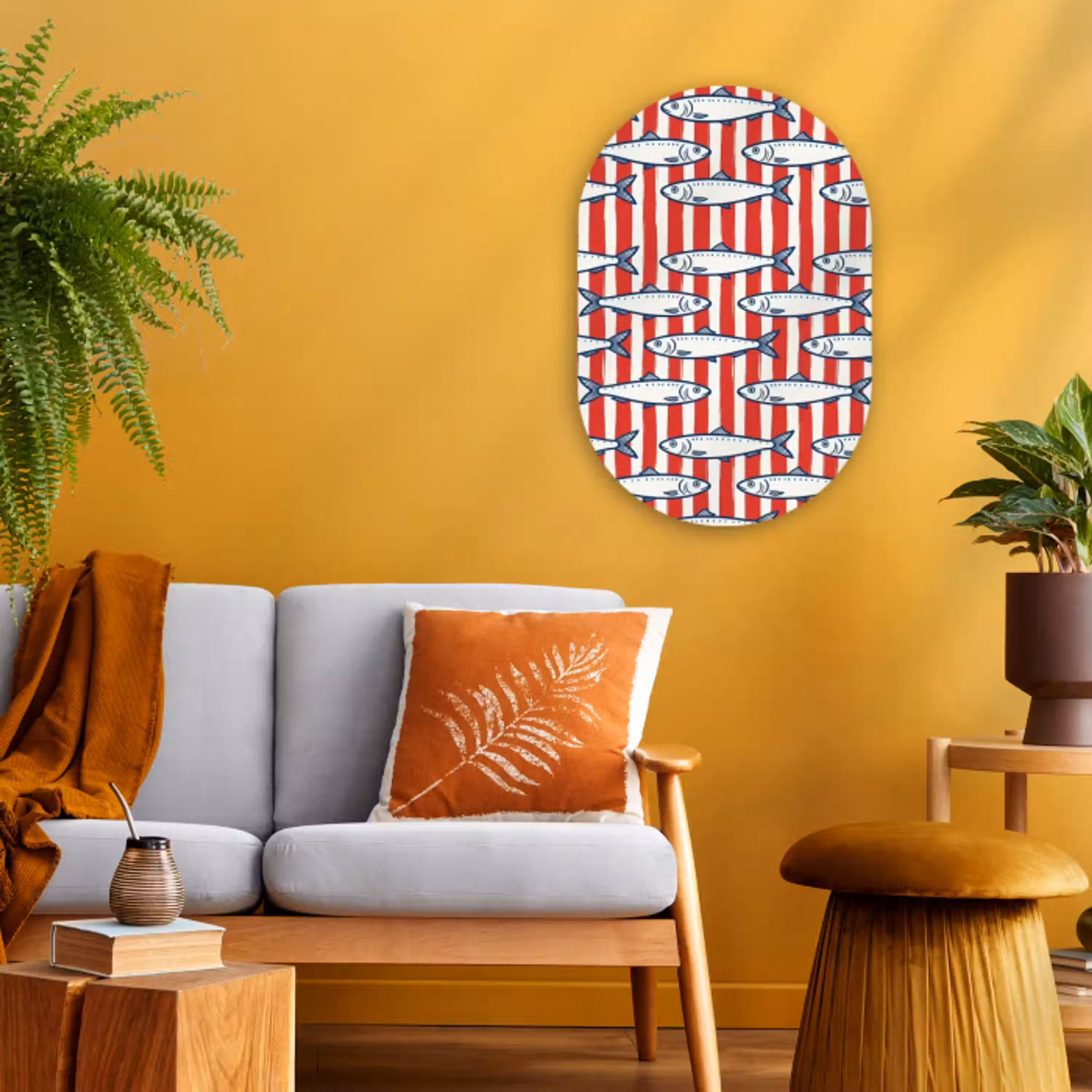 Vis - Patroon - Strepen - Illustratie - Rood Wandcirkel Ovaal Forex klein -sfeer4