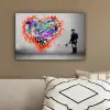 Hart - Graffiti - Man - Regenboog canvas 2cm klein -sfeer3
