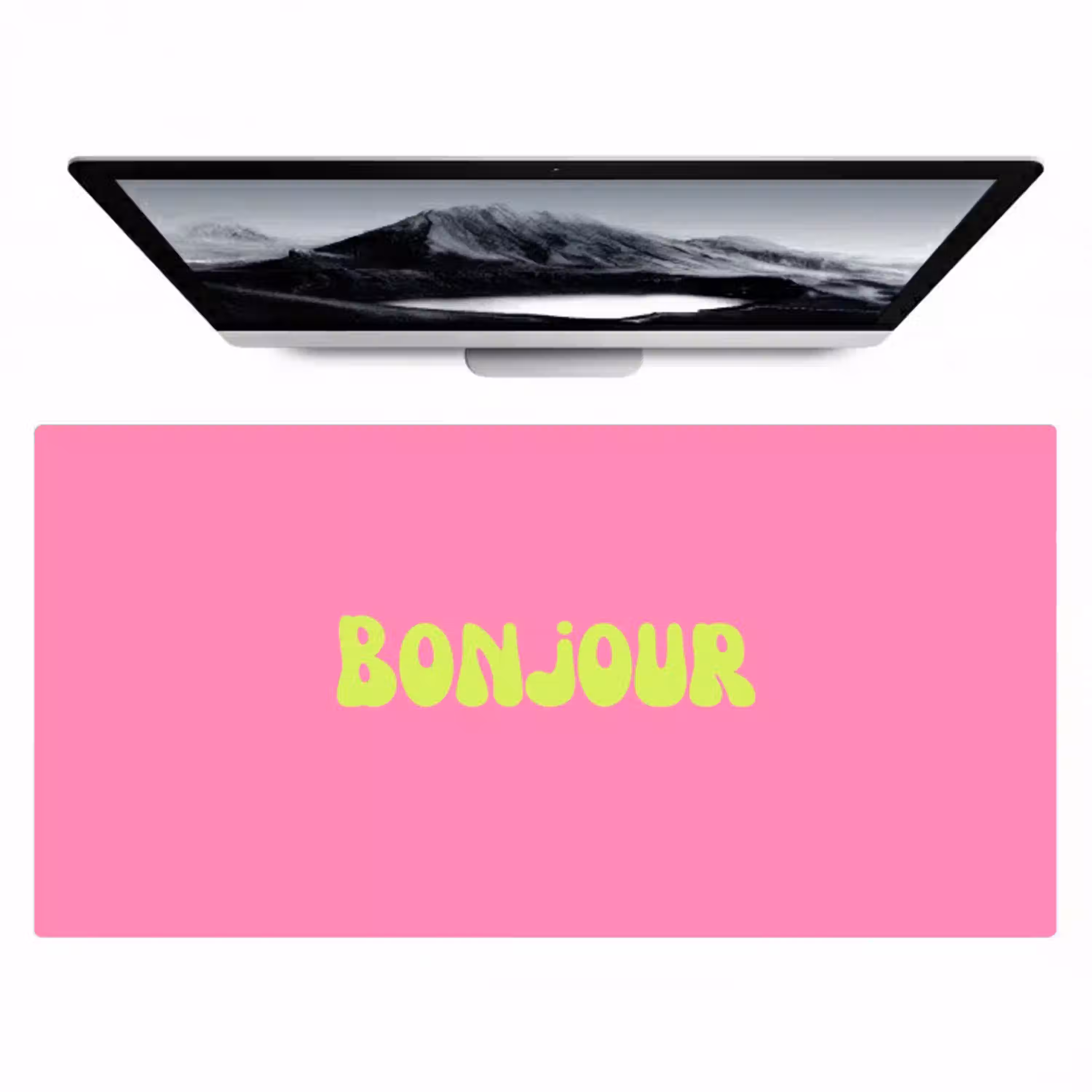Roze - Groene bonjour - Organisch Muismat XXL klein -zzz3d