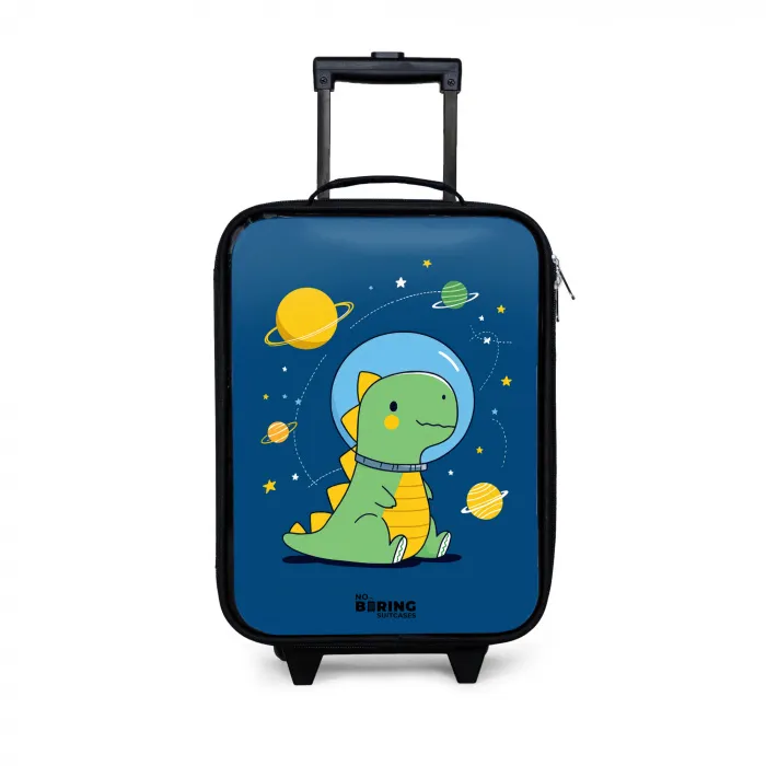 Dino - Planeet - Ster - Blauw Kinderkoffer - Zwart klein -3d