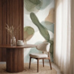 Abstract - Vormen - Modern - Kunst - Groen - Bruin Behang Vlies klein -sfeer1