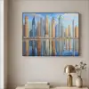 Skyline - Wolkenkrabbers - Water - Blauw Textielframe zwart klein -sfeer2