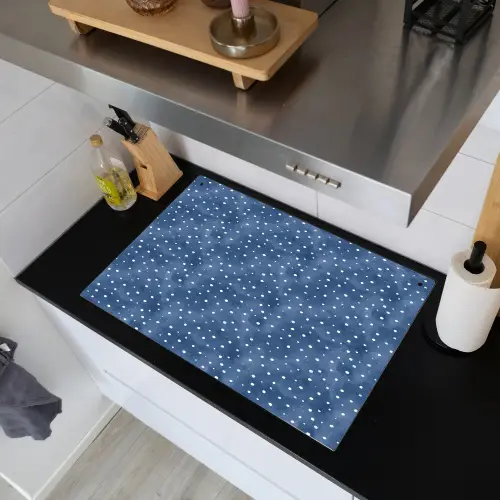 Frans - Citroen -  Stippen - Wit - Blauw Inductie beschemer met haakjes klein 777 -sfeer1