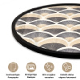 Waaier - Patroon - Zwart - Beige Fotolijst rond zonder passe partout klein 856 -closeup_DE