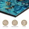 Vrouw - Bloemen - Vlinders - Blauw - Abstract aluminium wit klein -closeup_NL
