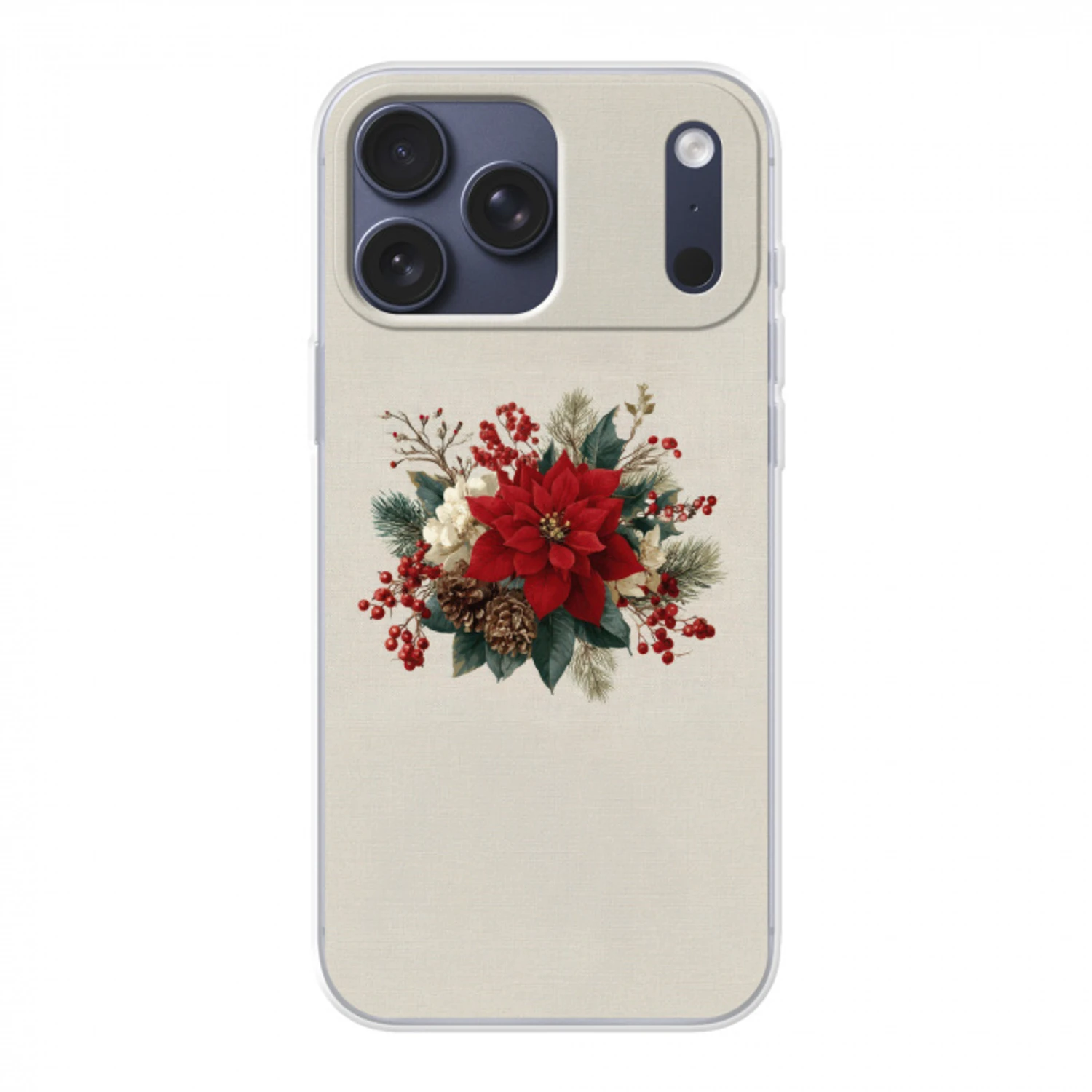 Kerststuk - Poinsettia - Dennenappels - Rood Telefoonhoesje iPhone 17 Pro Max klein -3d