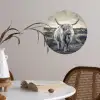 Schotse hooglander - Dieren - Wolken - Koe - Natuur Wandcirkel behangsticker klein -sfeer3