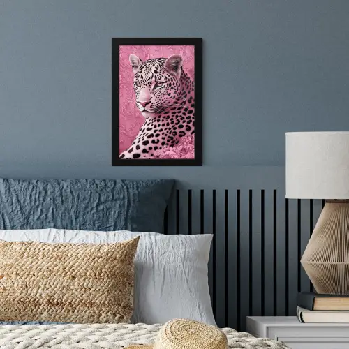 Panter - Luxe - Roze fotolijst zwart zonder passe partout klein -sfeer3