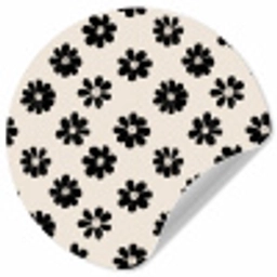 Grafisch - Madeliefjes - Zwart - Beige Wandcirkel behangsticker klein 186 -3d