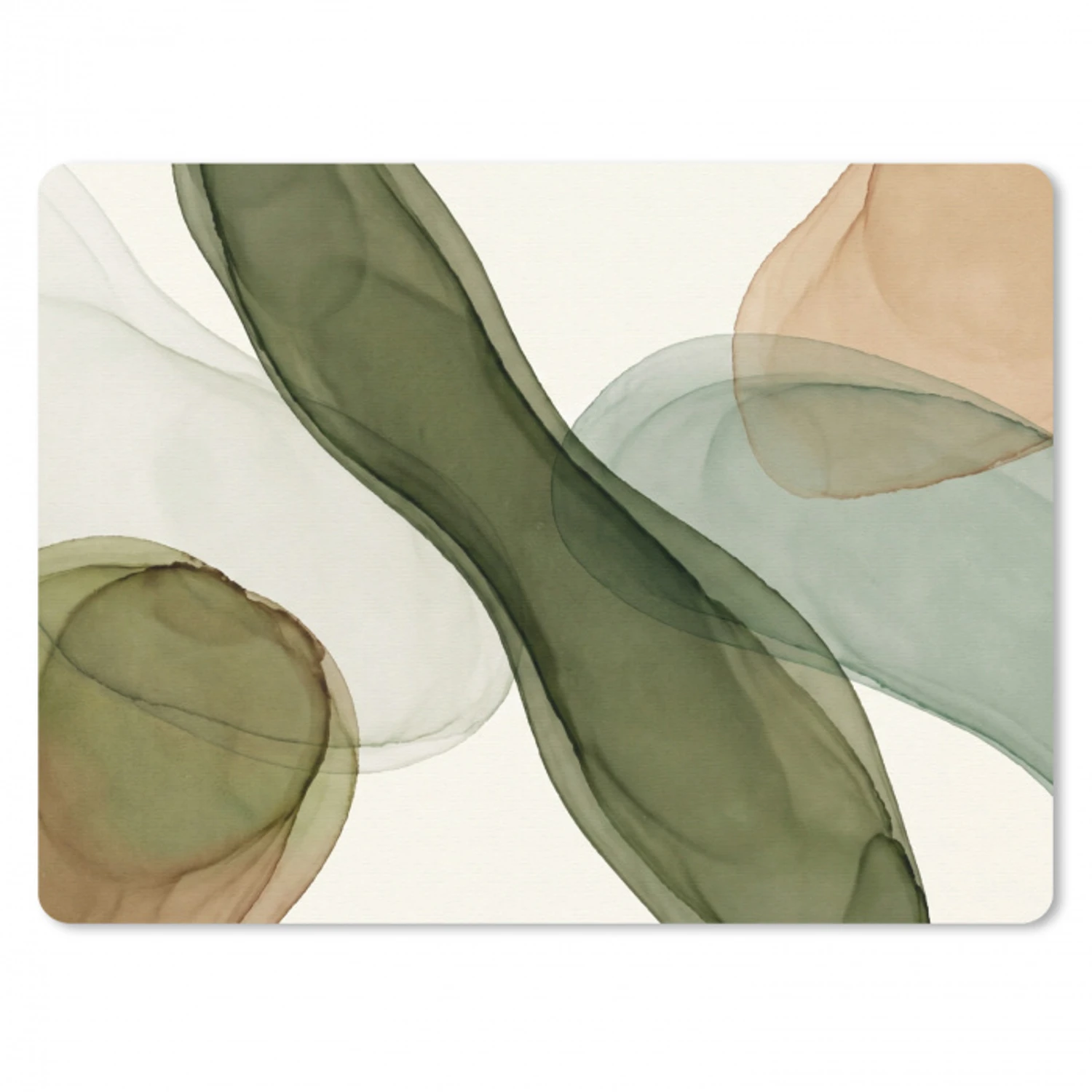 Abstract - Vormen - Modern - Kunst - Groen - Bruin muismat rubber klein -3d