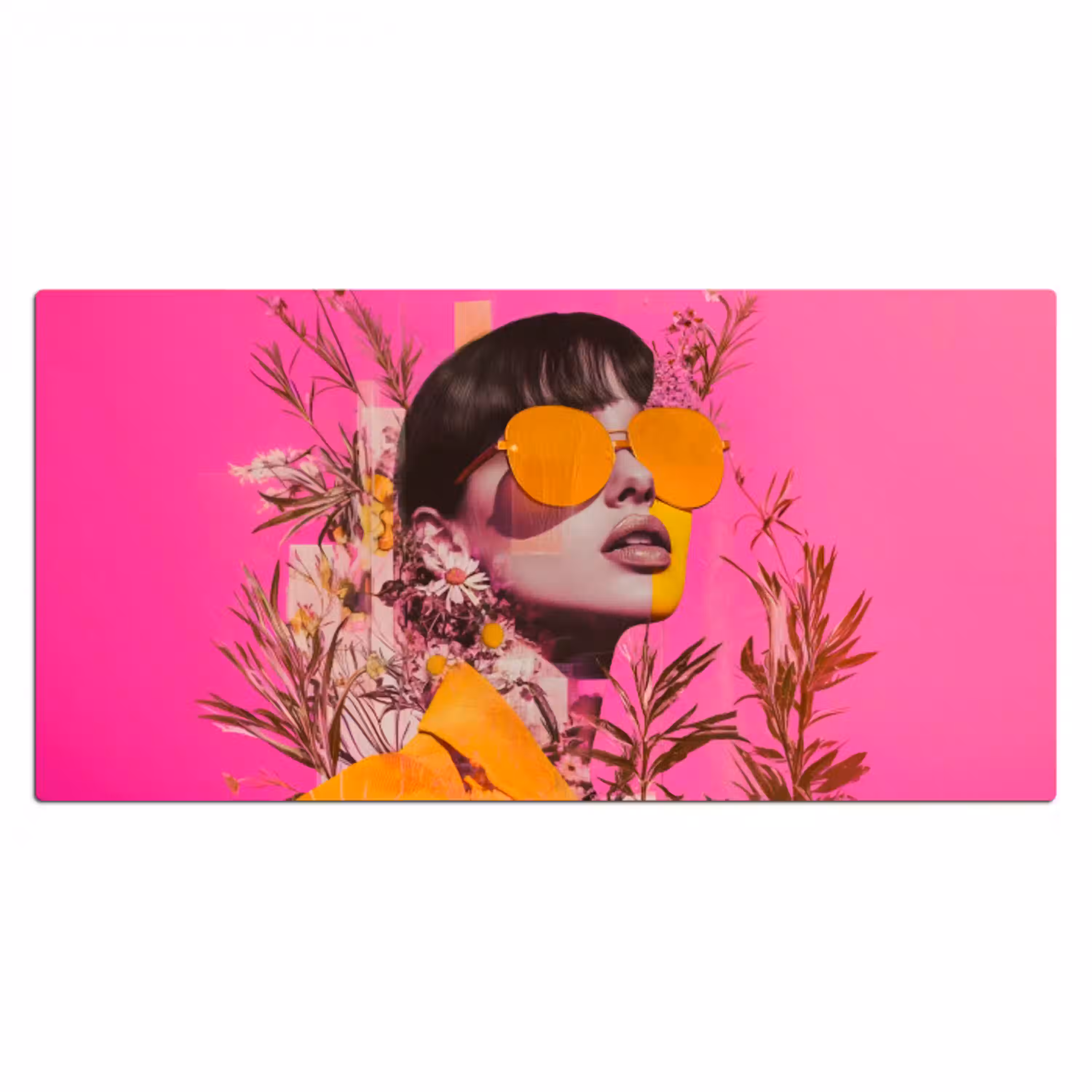Zonnebril - Oranje - Vrouw - Planten Muismat XXL klein -3d_leeg