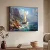 Zeilschip - Zee - Rotsen - Wolken Textielframe zwart klein -sfeer3