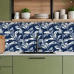 Botanisch - Patroon - Blauw keuken achterwand 2 middel 871 -sfeer3